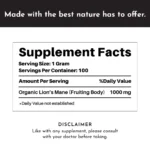 Lion's Mane Supplement Facts