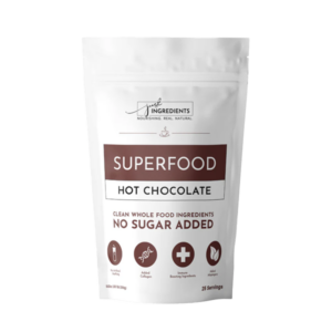The Front of Just Ingredients Superfood Hot Chocolate Bag